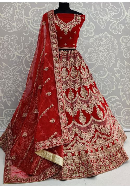 red indian wedding lengha