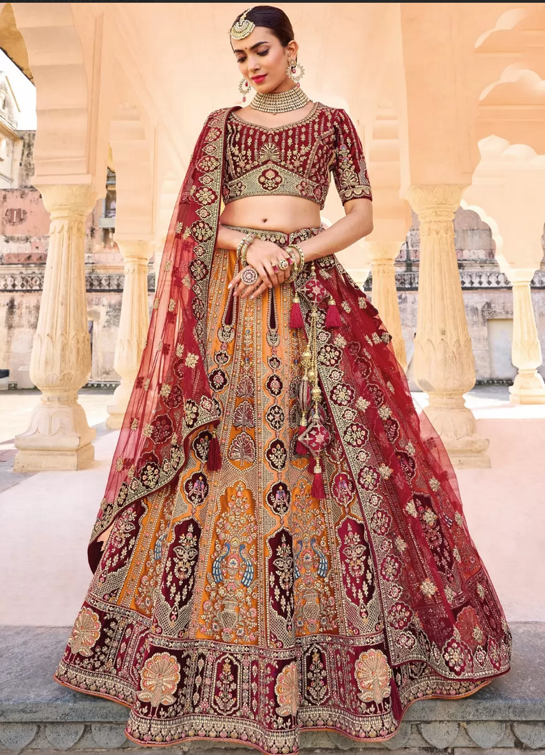 Indian bridal shop maroon lehenga