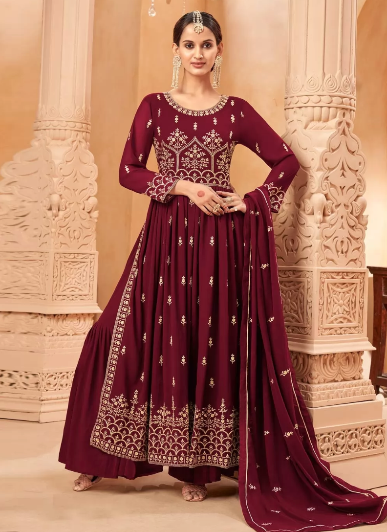 Maroon palazzo outlet suit