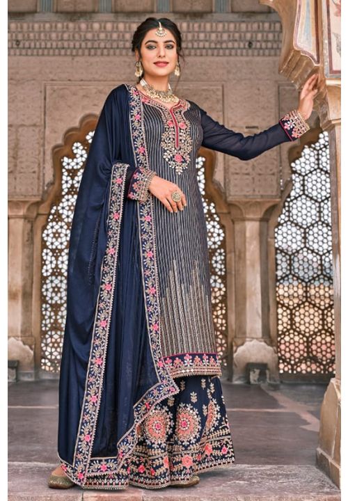 Blue Heavy Designer Wedding Sharara Suit SFYS73102 Siya Fashions