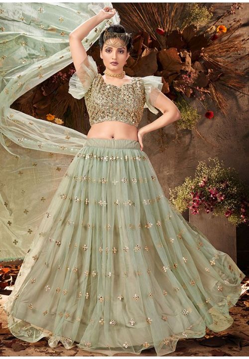 Net Green Lehenga Choli