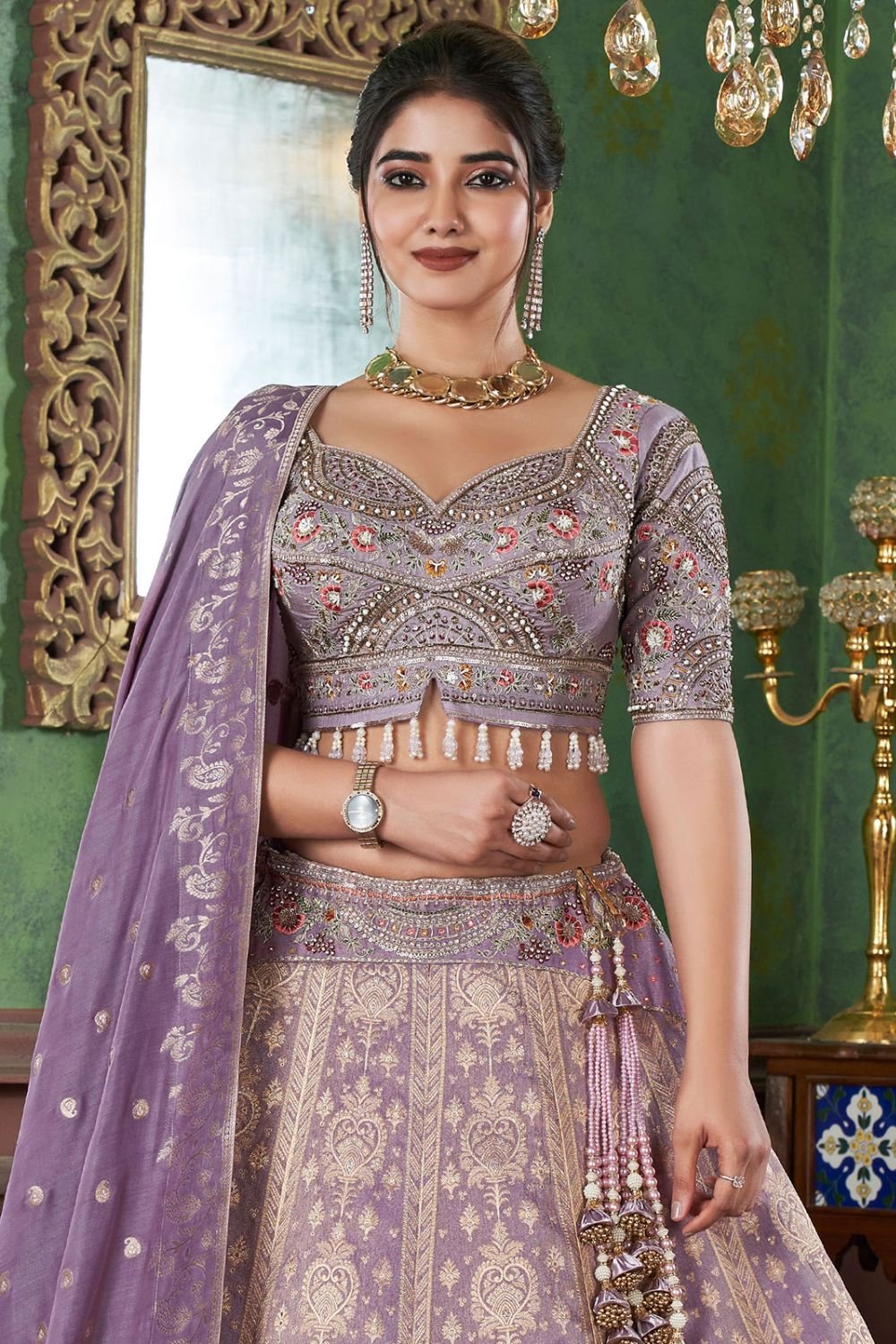 Purple Jacquard Heavy Designer Lehenga Choli SFRELS3605R