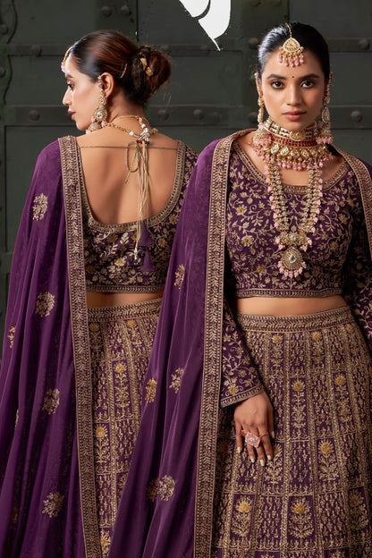 Purple Georgette Designer Bridal Lehenga Set SFSA467708R