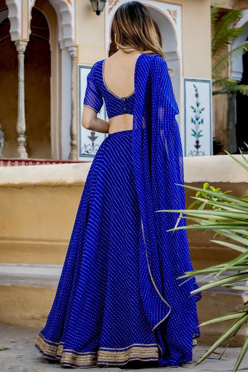 Royal Blue Georgette Haldi Sangeet Partywear Lehenga SFZC3802