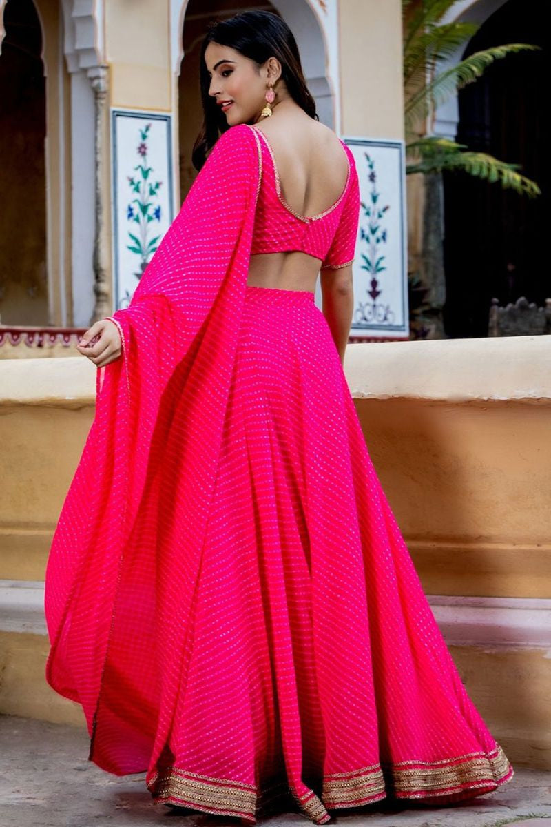 Pink Georgette Haldi Sangeet Partywear Lehenga SFZC3803