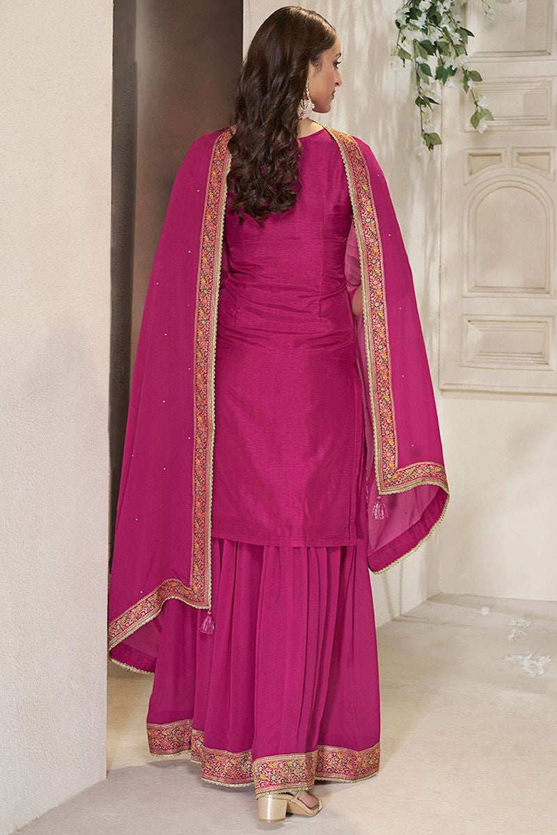 Pink Sarara Kameez Readymade Salwar Kameez In Silk SFVNF1706R