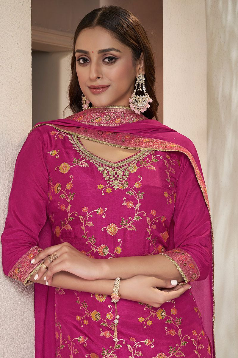 Pink Sarara Kameez Readymade Salwar Kameez In Silk SFVNF1706R