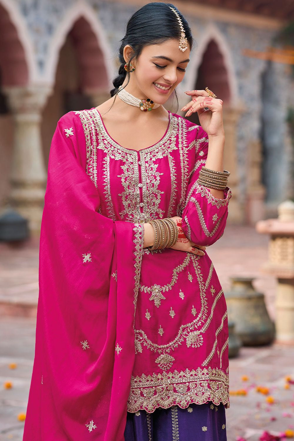 Rani Pink Palazzo Kameez - SFFK23803R