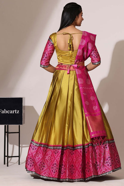 Yellow Silk Partywear Lehenga Set  SFROY494705