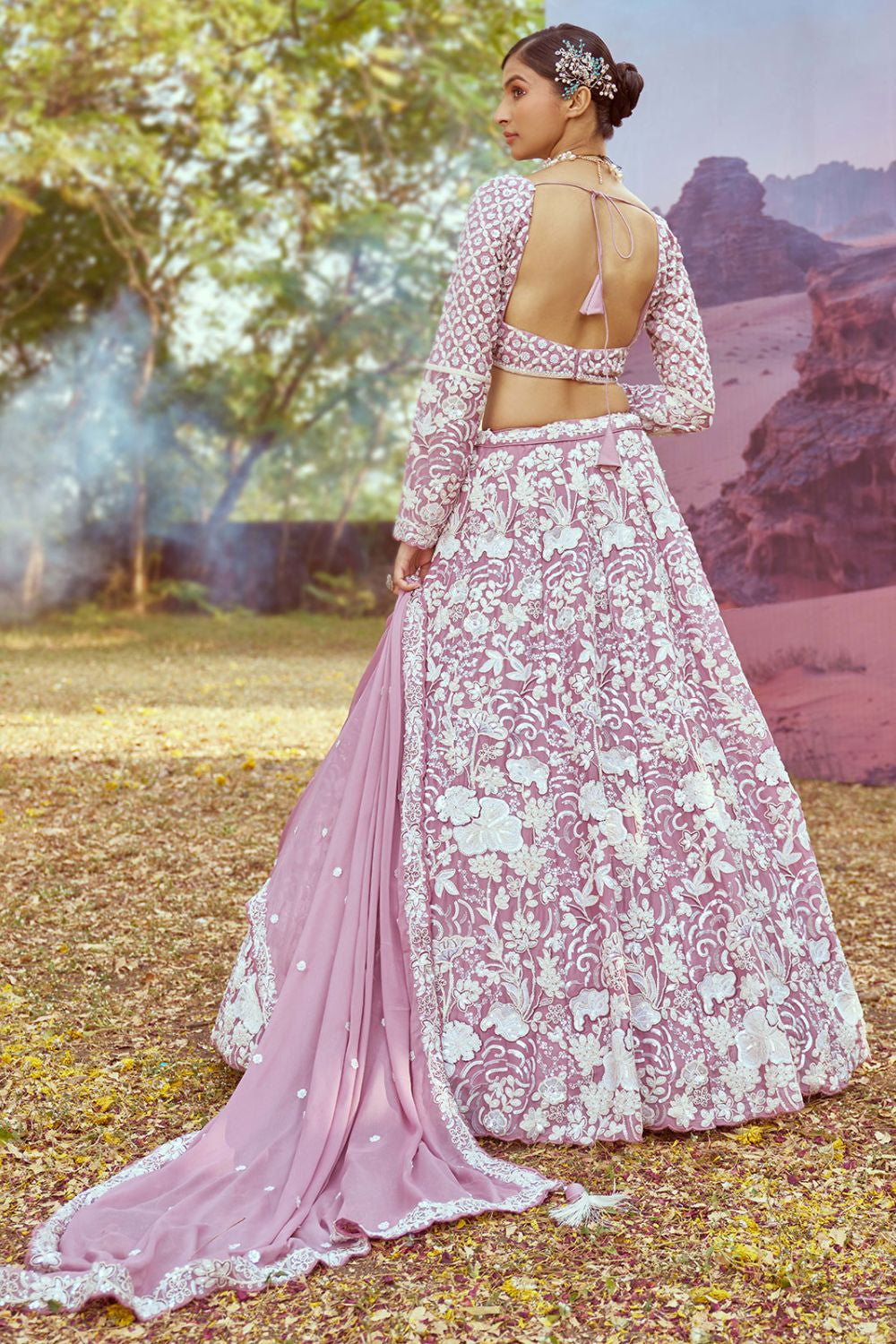 Purple Georgette Designer Lehengas Choli SFROY509004