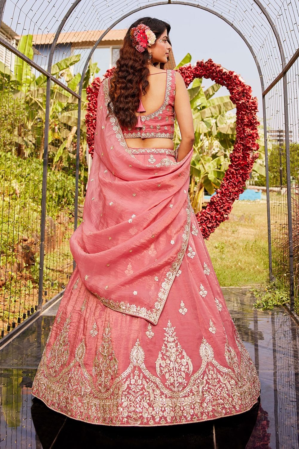 Pink Organza Wedding Sangeet Designer Lehenga SFROY509010