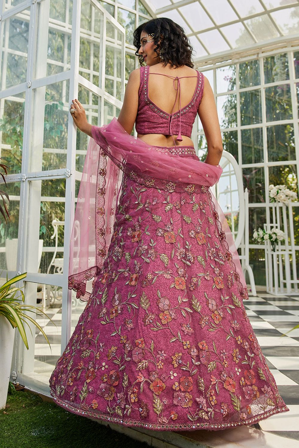 Pink  Net Heavy Party Lehenga Choli Set SFROY509021