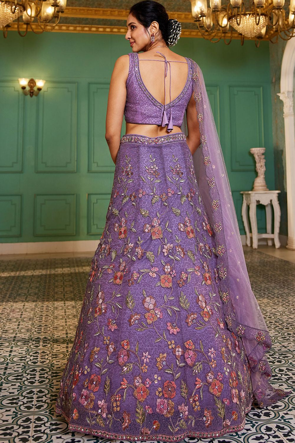 Purple Net Heavy Party Lehenga Choli Set SFROY509022