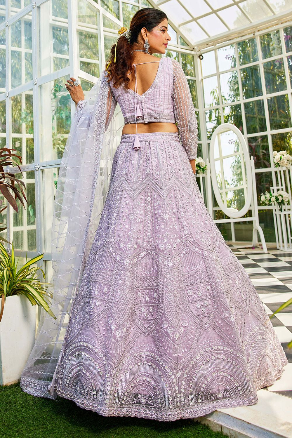 Haute Purple Net Bridal Reception Lehenga SFROY509118