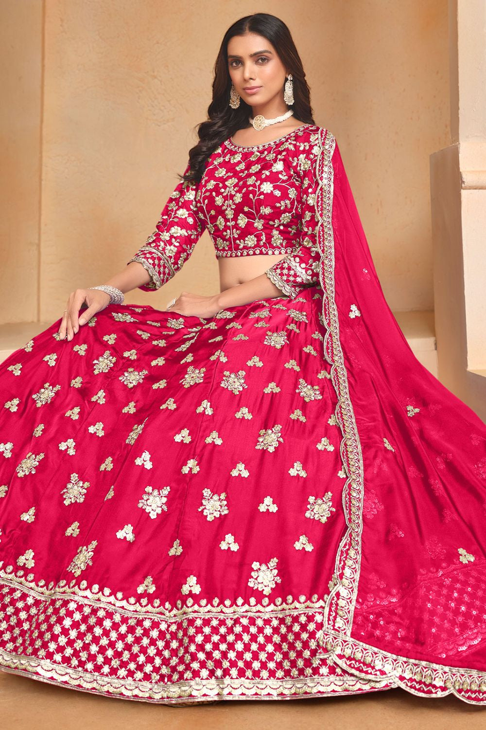 Pink Organza Wedding Party Designer Lehenga Set SFDFS31004