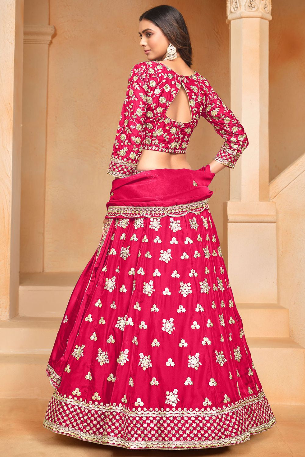 Pink Organza Wedding Party Designer Lehenga Set SFDFS31004