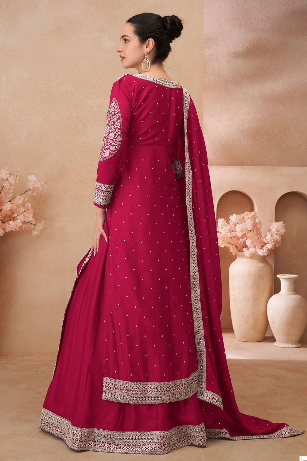 Pink Wedding Lehenga Kameez In Chinnon Silk SFYS144303