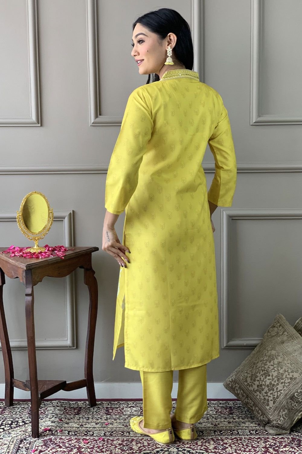 Yellow Muslin Readymade Salwar Kameez Suit SFLLT39521R