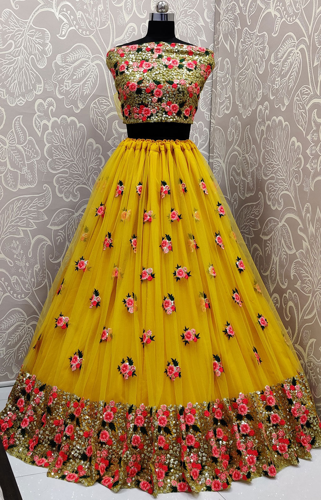 Yellow Bridal Wedding Lehenga Choli SFANJ2936