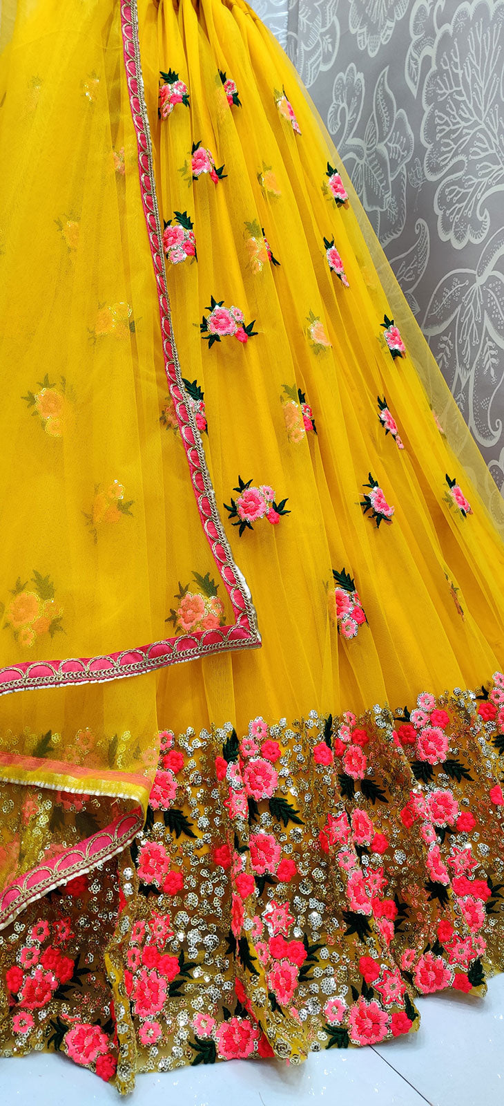 Yellow Bridal Wedding Lehenga Choli SFANJ2936