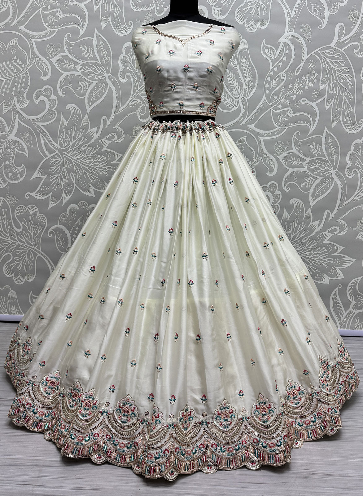 White Silk Designer Lehenga Choli SFANJ2939