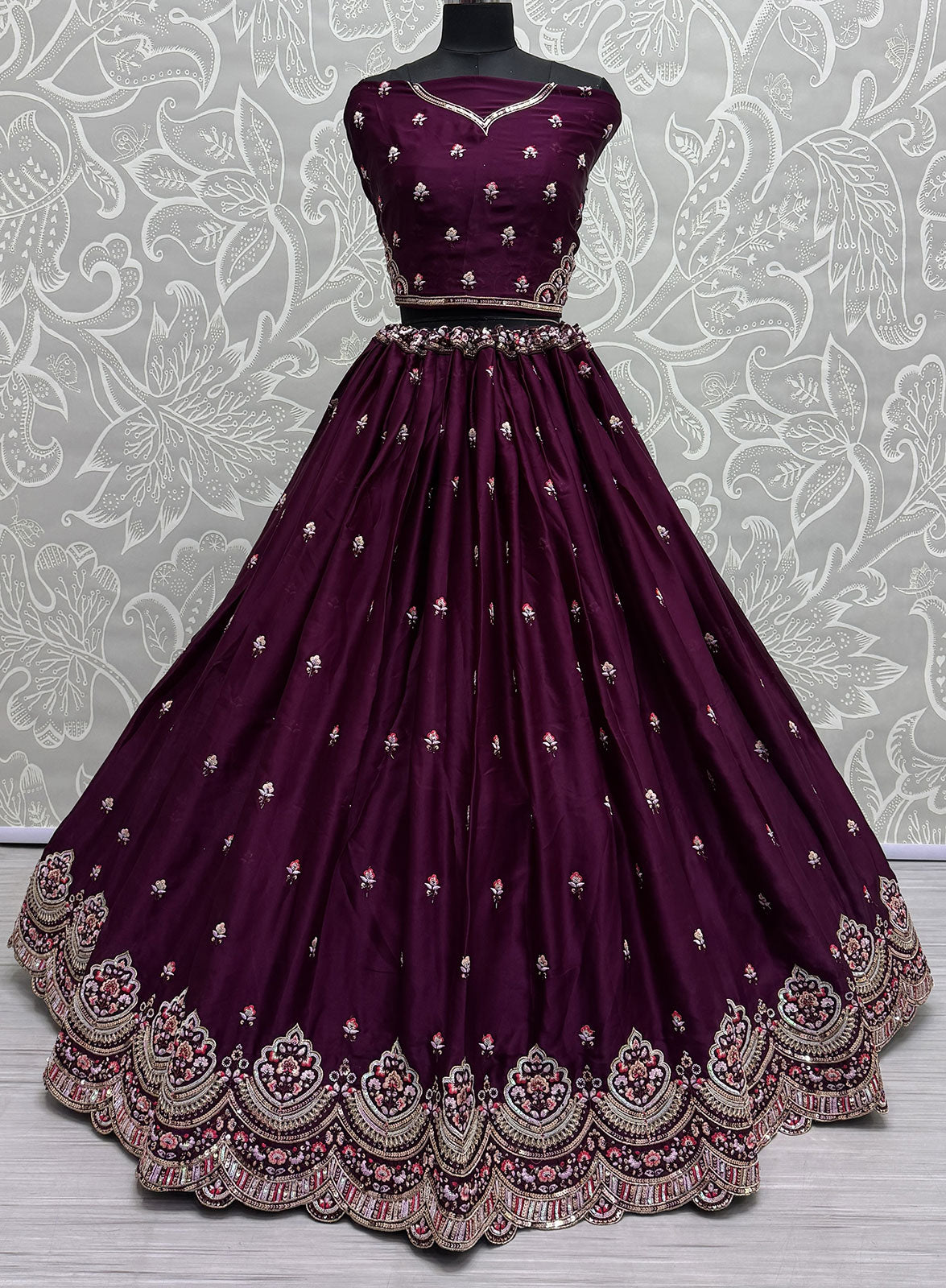 Purple  Silk Designer Lehenga Choli For Engagement SFANJ2940