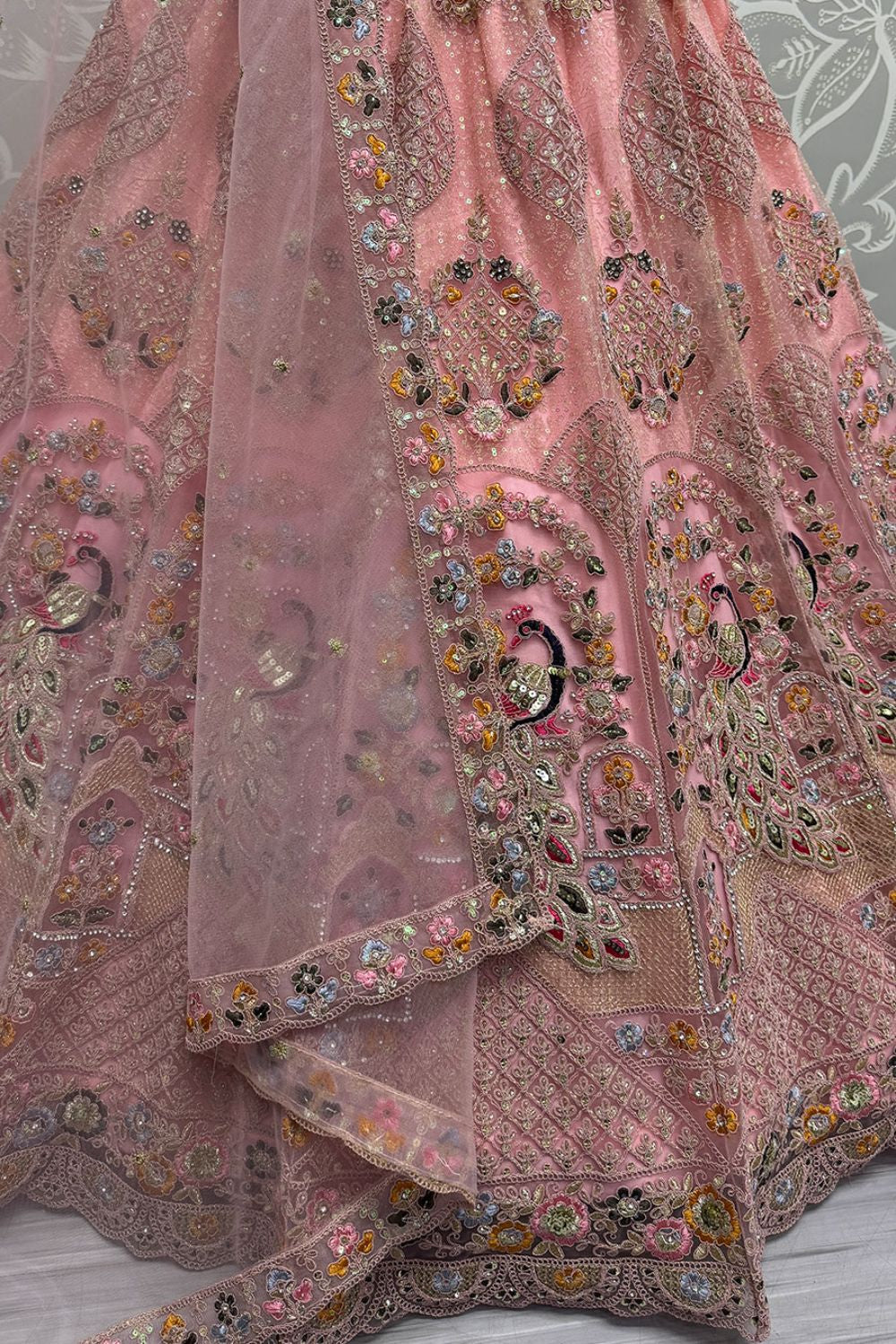 Peach Net Designer Lehenga Set SFANJ2953