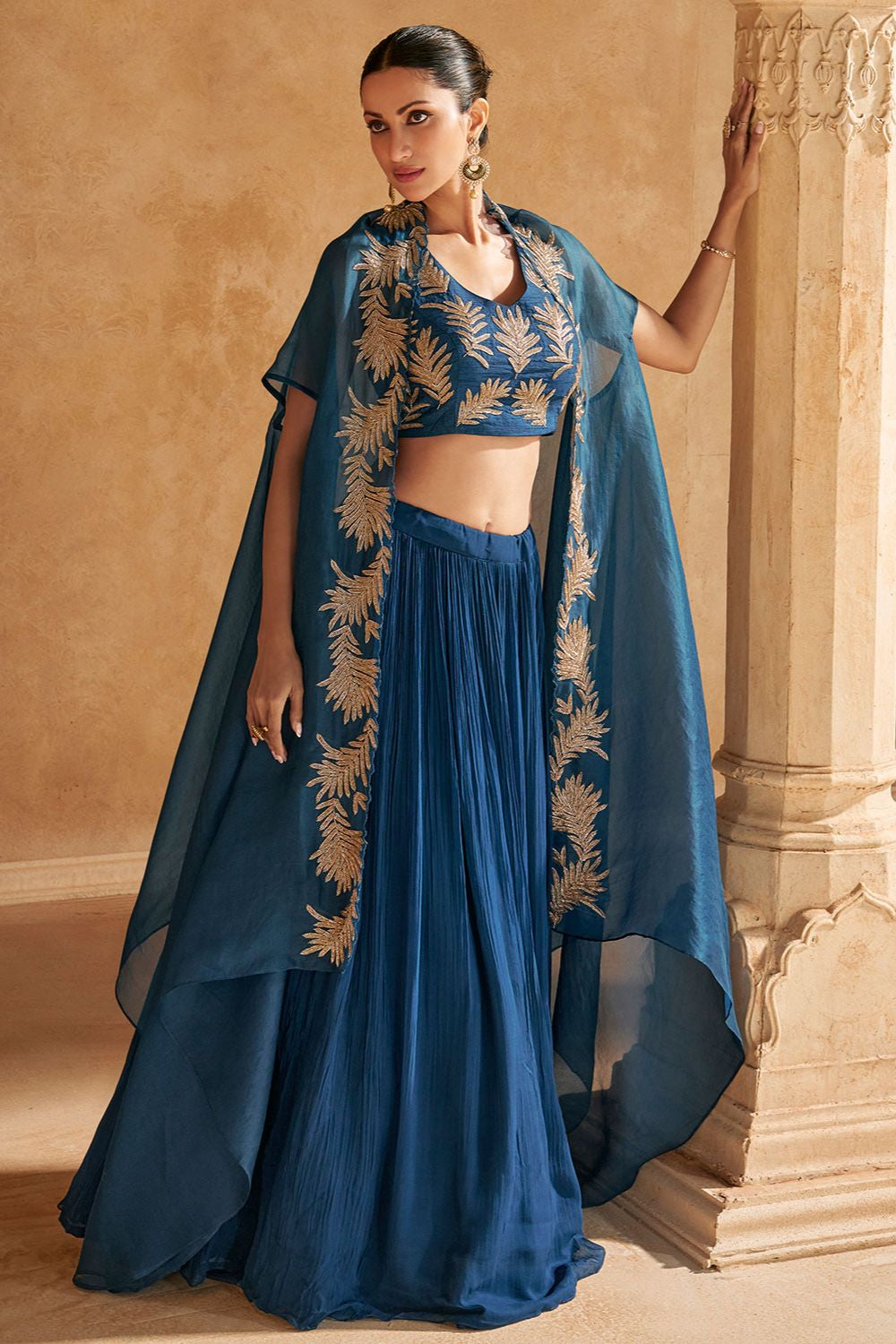 Blue Silk Sangeet Ceremony Designer Lehenga SFYS144401