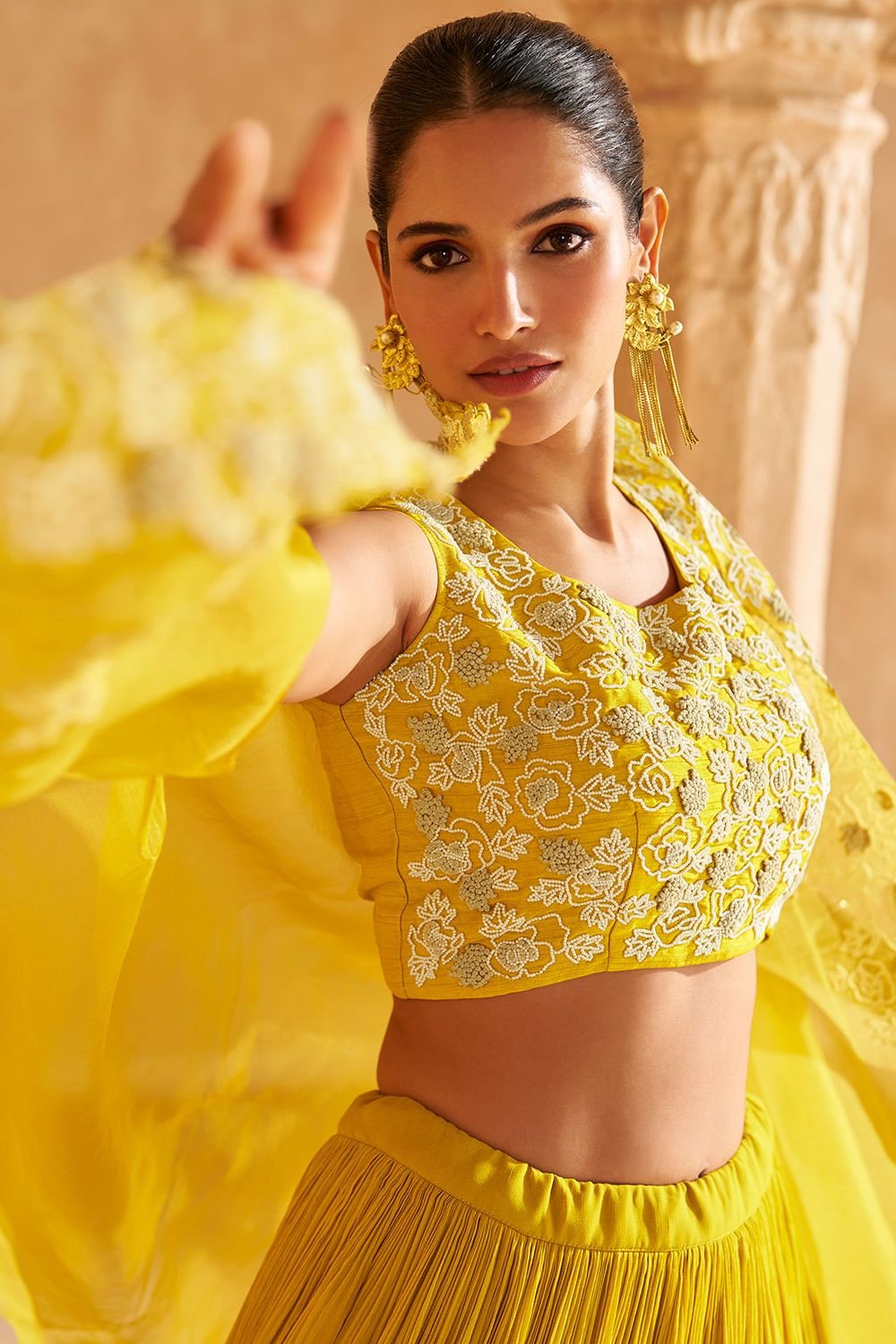 Yellow Haldi Ceremony Silk Designer Lehenga SFYS144402