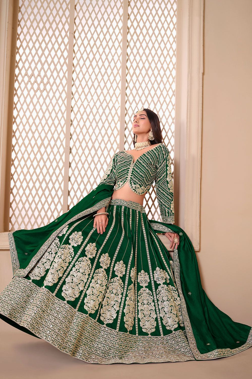 Green Art Silk Designer Party Lehenga  SFDFS32801