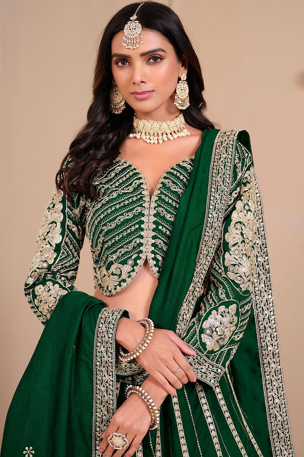 Green Art Silk Designer Party Lehenga  SFDFS32801