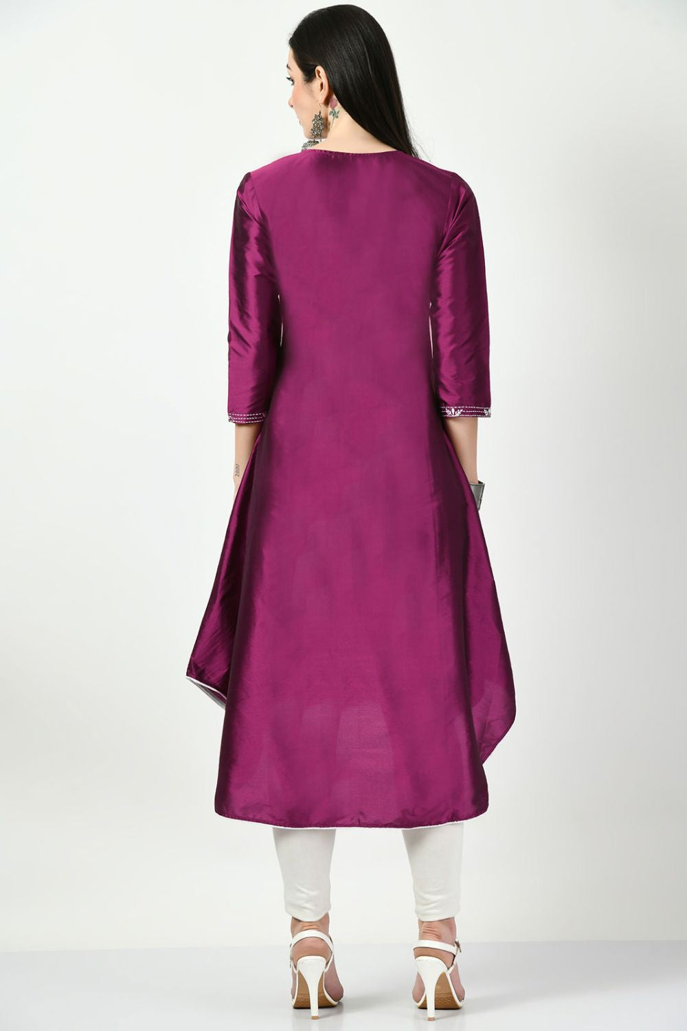 Purple  Art Silk Plus Size Salwar Kameez SFMAN58917R