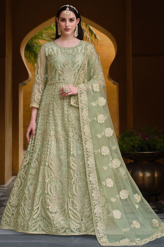 Amazing Designer Green Colour Net Anarkali Suit SFSA449901