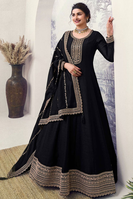 Bollywood Actress Black Colour Silk Georgette Anarkali Suit SFPRF205703