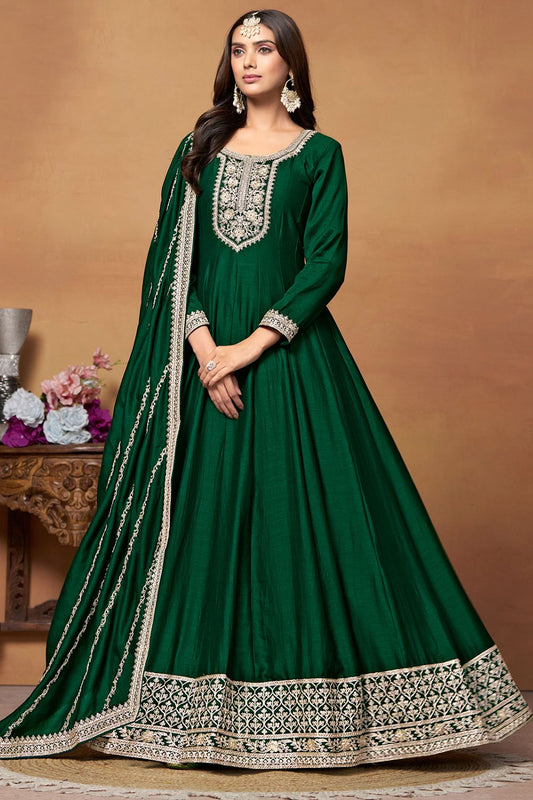 Designer Green Colour Art Silk Anarkali Suit SFDFS29002