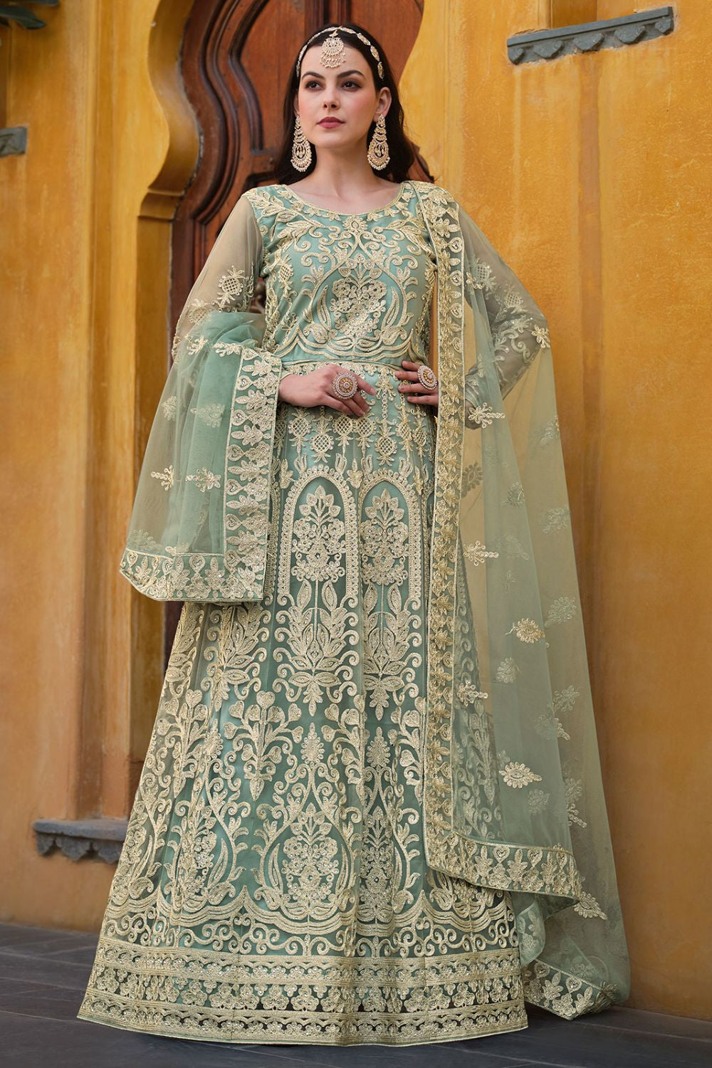 Designer Light Green Colour Net Anarkali Suit SFSA449904