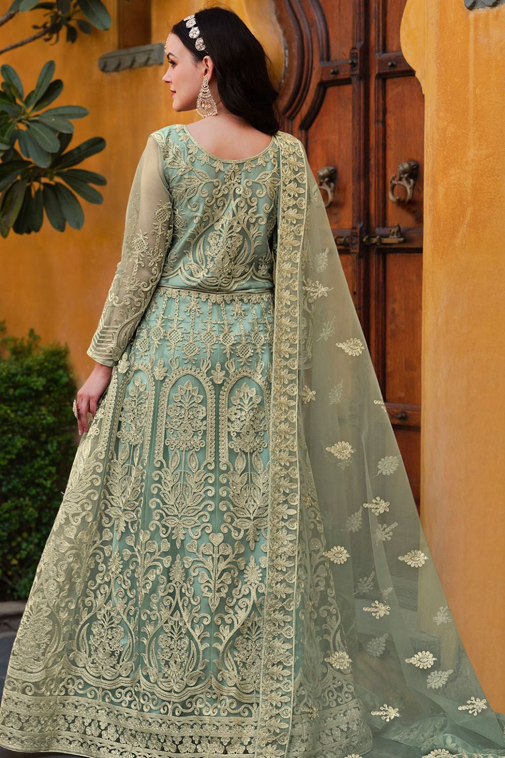 Designer Light Green Colour Net Anarkali Suit SFSA449904