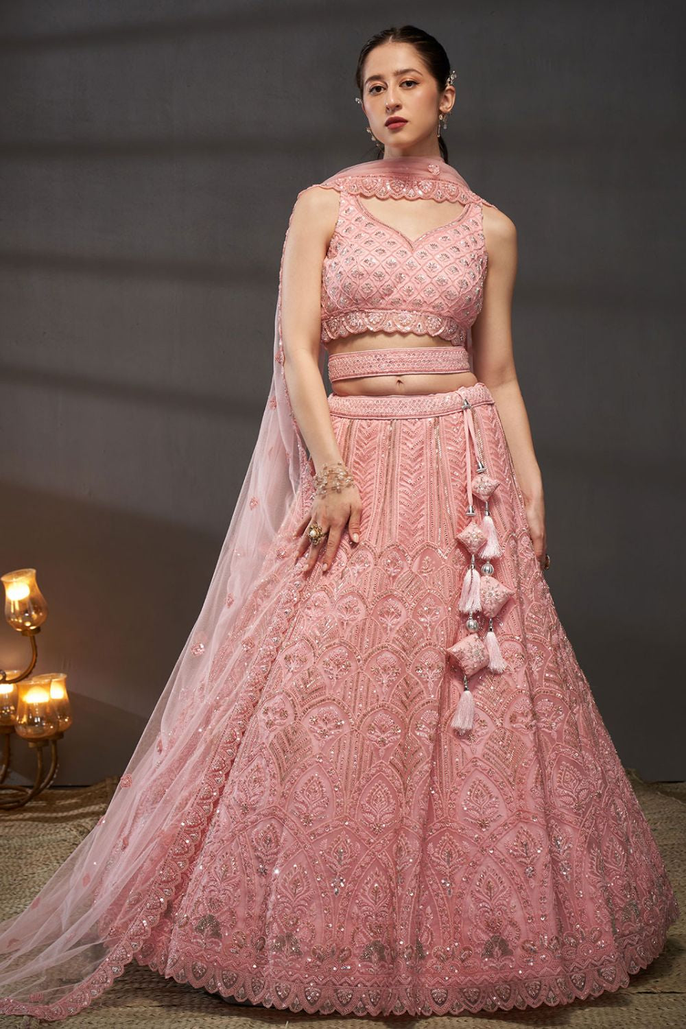 Designer Pink Colour Embroidered Net Lehenga Choli SFPRF213603