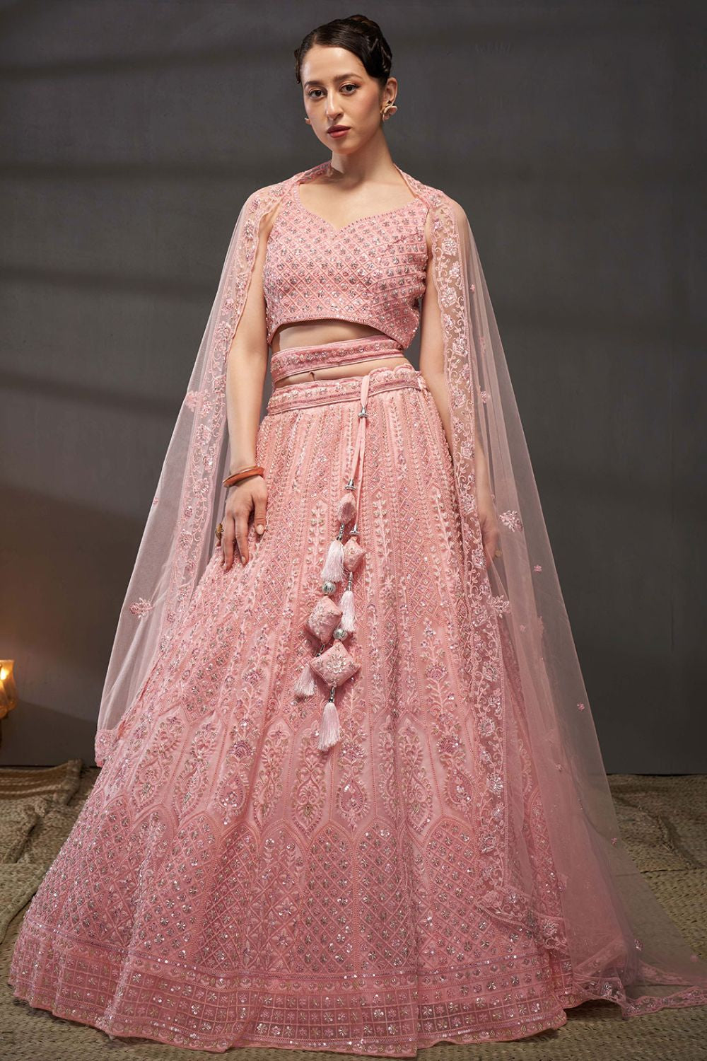 Designer Pink Colour Embroidered Net Lehenga Choli SFPRF213608