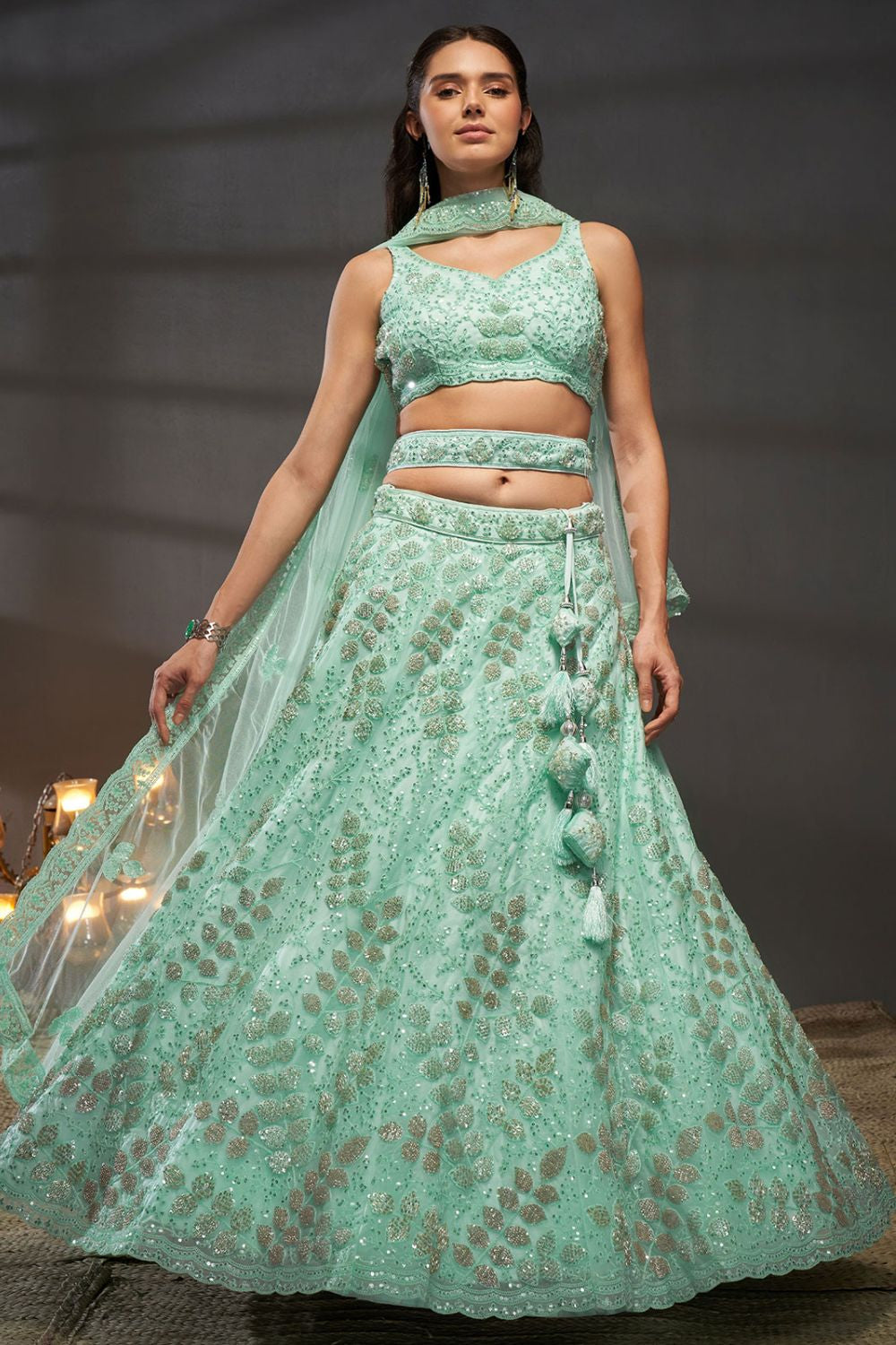 Designer Turquoise Colour Net Lehenga Choli SFPRF213703