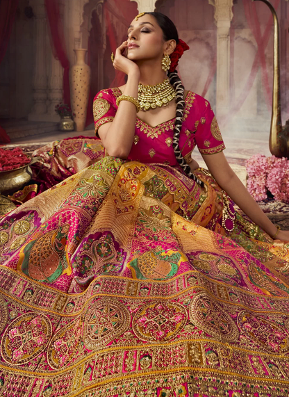 Haldi Yellow Banarasi Silk Bridal Lehenga Choli Stone Work SFZ143011 – Siya  Fashions