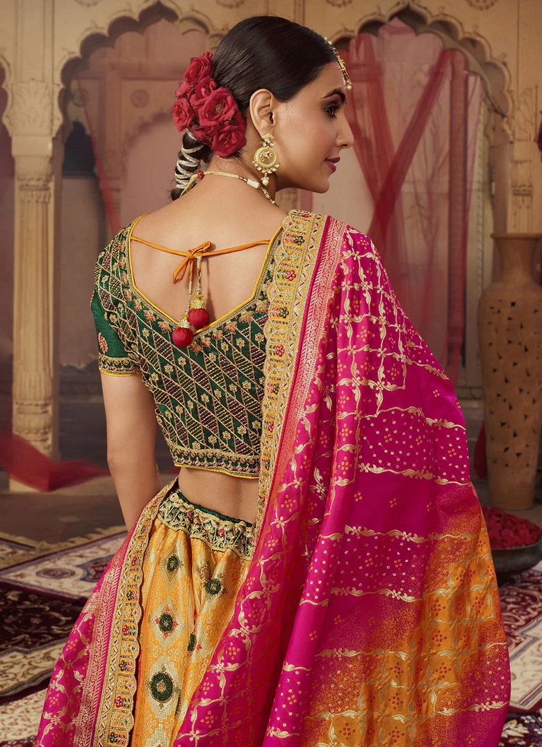 Popular $61 - $123 - Hot Pink Designer Banarasi Embroidered Lehenga Choli  online shopping
