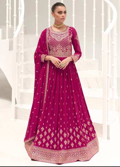 Pink Embroidered Work Wedding Bridal Designer Anarkali Suit SFFZ143611