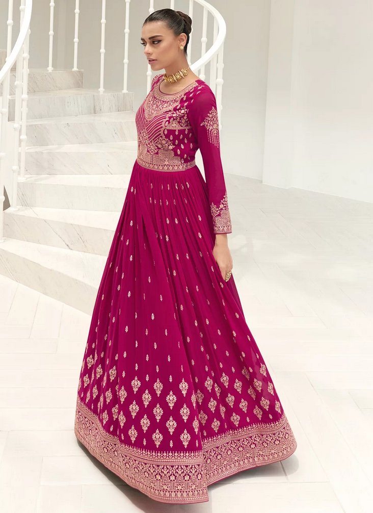 Pink Embroidered Work Wedding Bridal Designer Anarkali Suit SFFZ143611