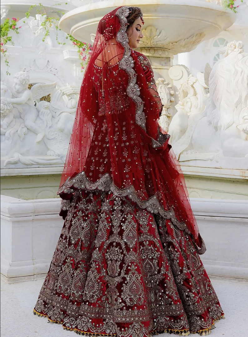 Red Embroidered Bridal Lehenga Choli Latest 2998LG17