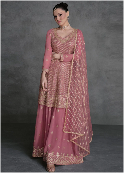 Readymade Georgette  Pink Palazzo Salwar SFZ157052