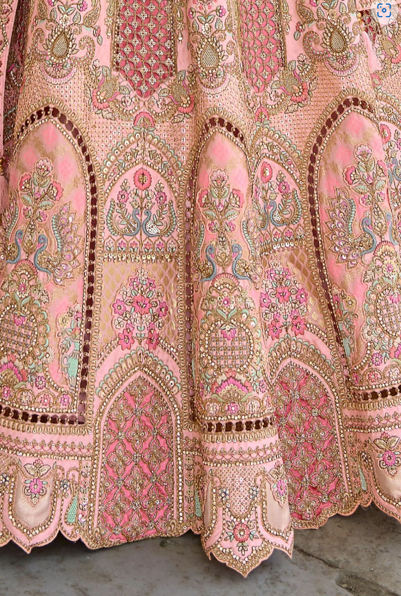 Adobe Pink Bridal Hand Work Wedding Lehenga Set In Silk SFSMT39505