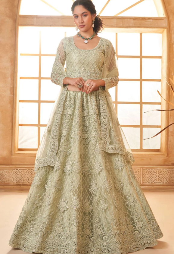 Cream Bridal Wedding Lehenga Set In Net SSSA463801B