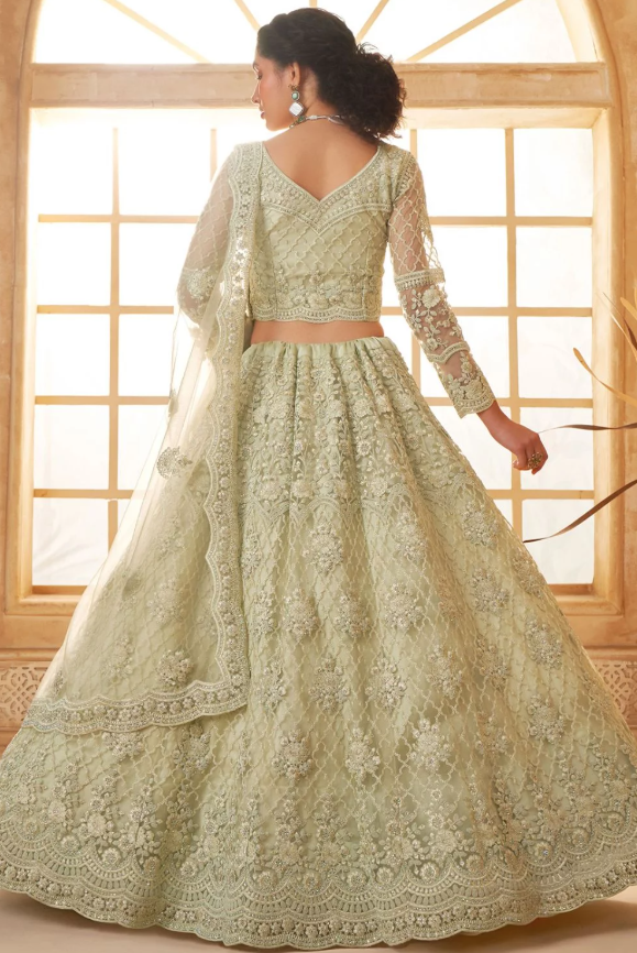 Cream Bridal Wedding Lehenga Set In Net SSSA463801B