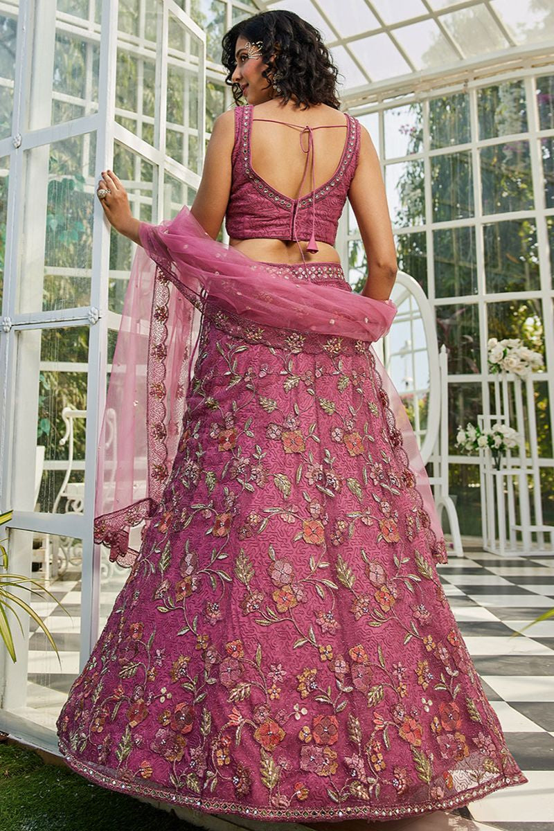 Pink Net Designer Lehenga Choli For Wedding Party SFPRF228210